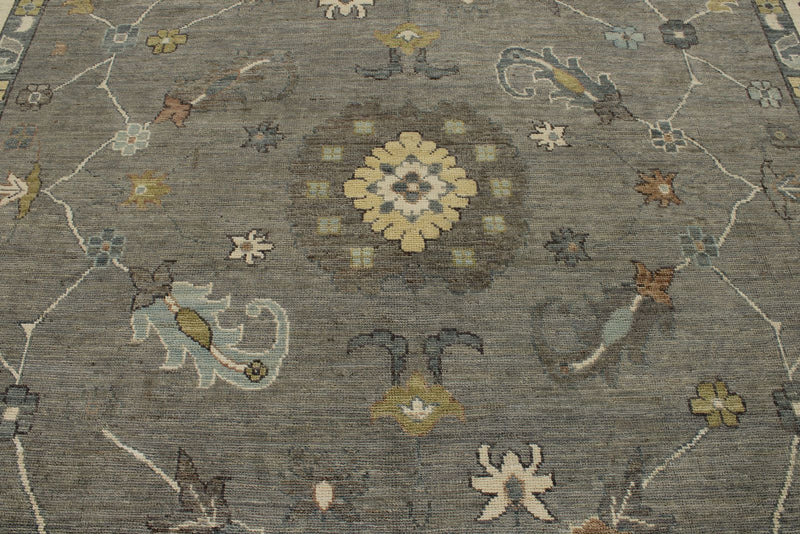 10x14 Gray and Beige Turkish Oushak Rug