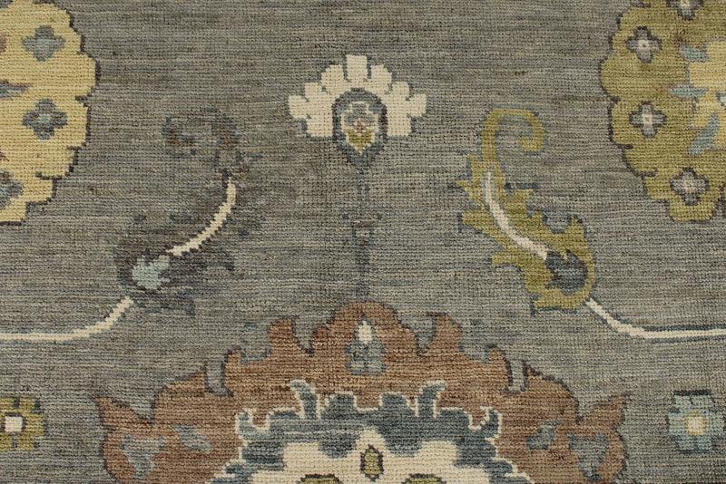 10x14 Gray and Beige Turkish Oushak Rug