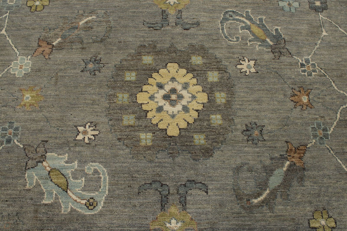 10x14 Gray and Beige Turkish Oushak Rug