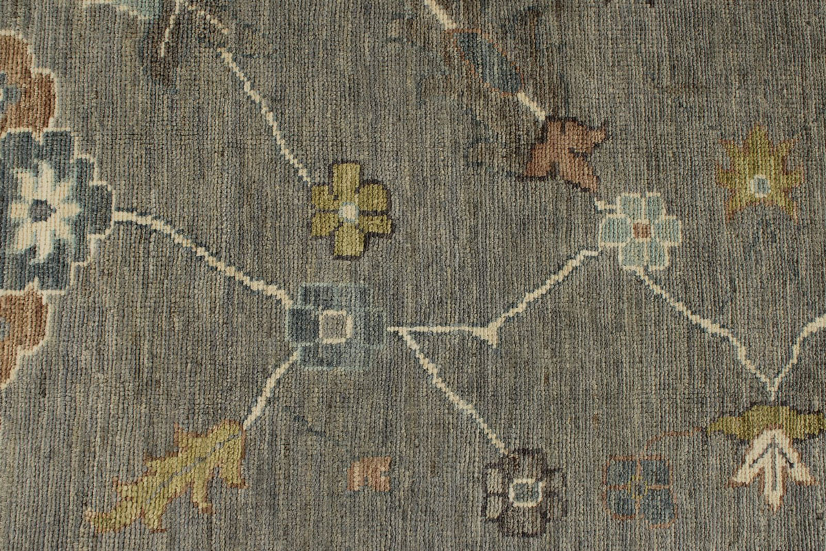 10x14 Gray and Beige Turkish Oushak Rug
