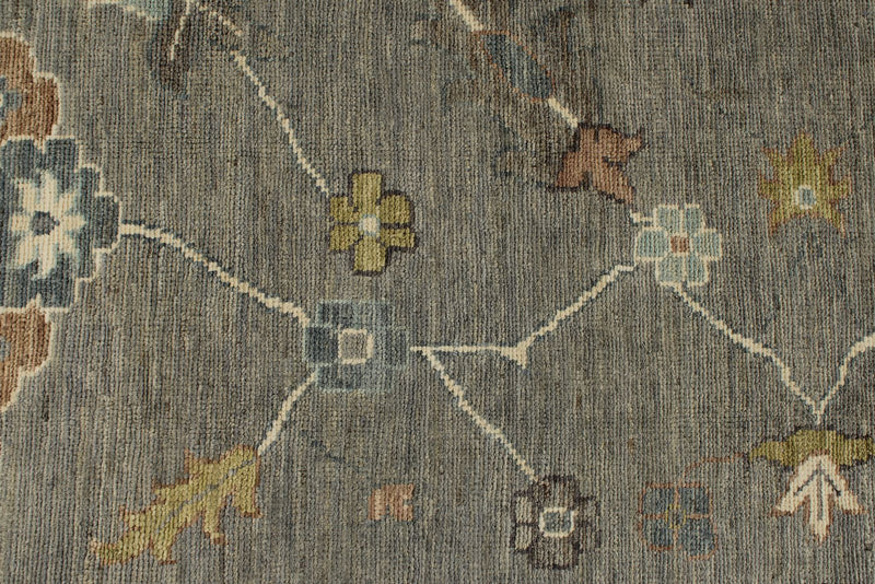 10x14 Gray and Beige Turkish Oushak Rug