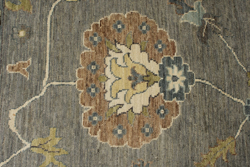 10x14 Gray and Beige Turkish Oushak Rug