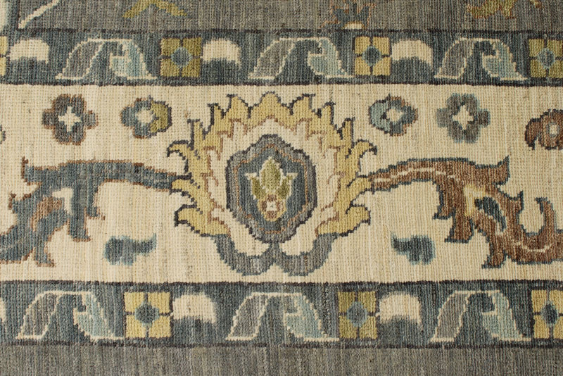 10x14 Gray and Beige Turkish Oushak Rug