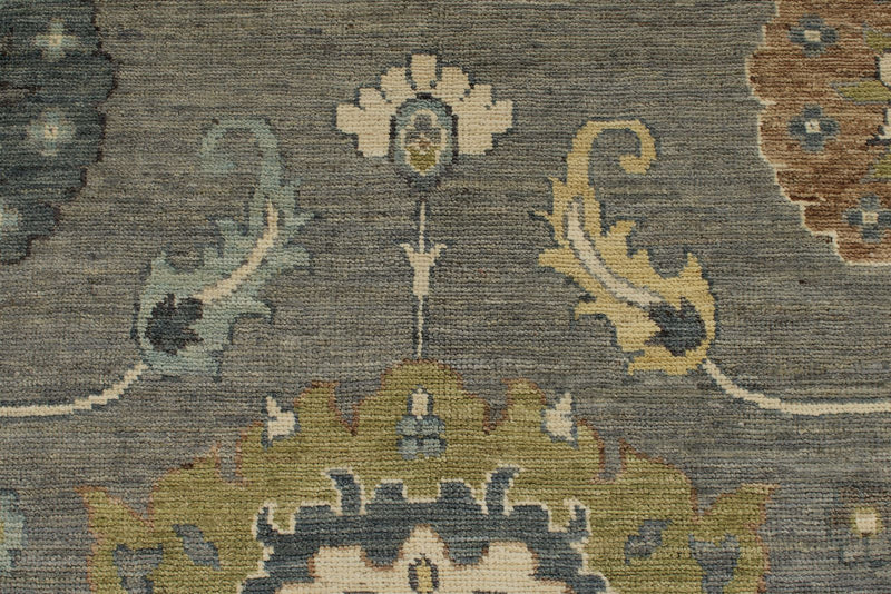 10x14 Gray and Beige Turkish Oushak Rug
