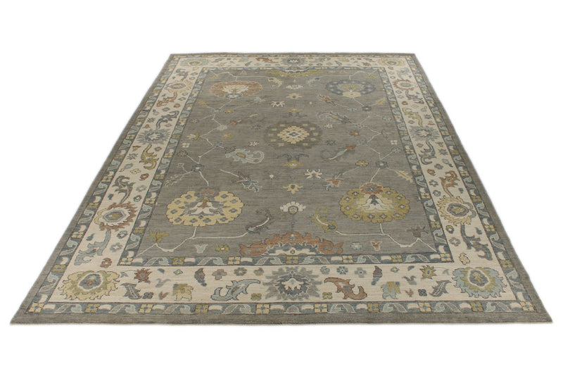 10x14 Gray and Beige Turkish Oushak Rug