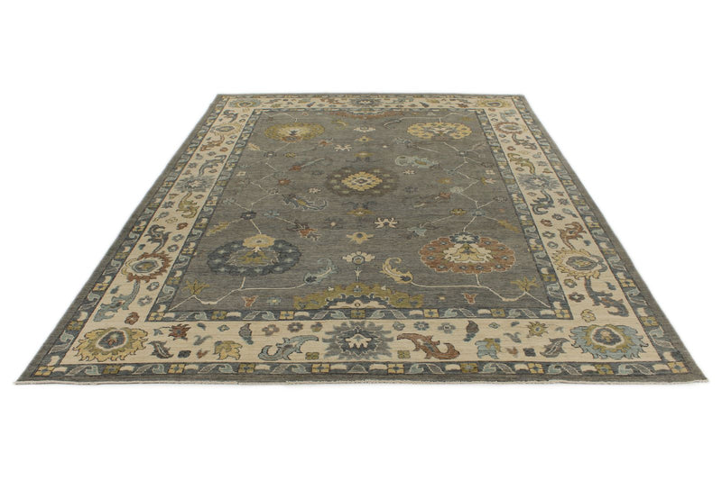 10x14 Gray and Beige Turkish Oushak Rug