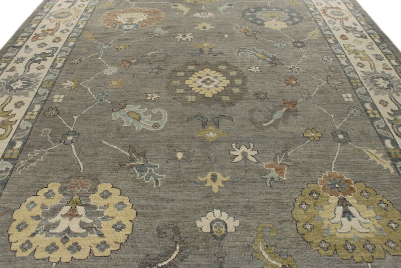 10x14 Gray and Beige Turkish Oushak Rug