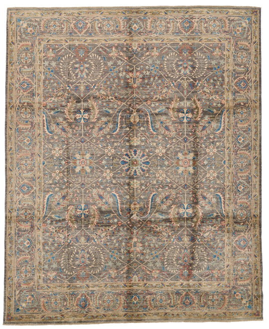 8x10 Light Blue and Multicolor Turkish Oushak Rug