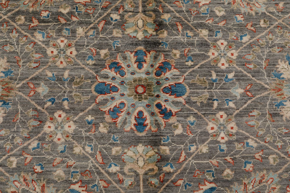 8x10 Light Blue and Multicolor Turkish Oushak Rug