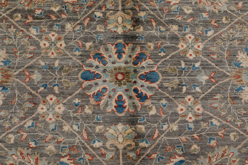 8x10 Light Blue and Multicolor Turkish Oushak Rug