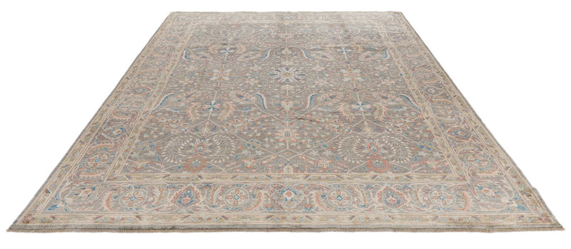 8x10 Light Blue and Multicolor Turkish Oushak Rug