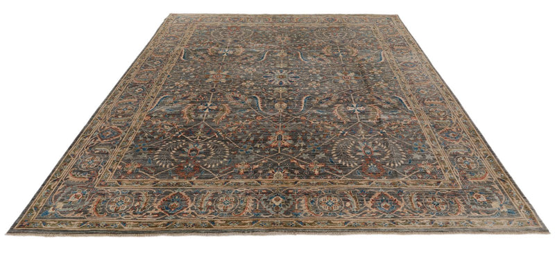 8x10 Light Blue and Multicolor Turkish Oushak Rug