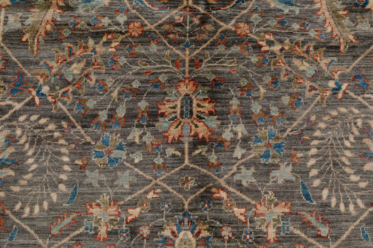 8x10 Light Blue and Multicolor Turkish Oushak Rug