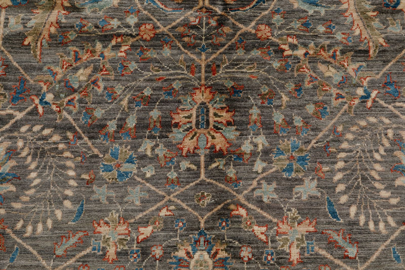 8x10 Light Blue and Multicolor Turkish Oushak Rug