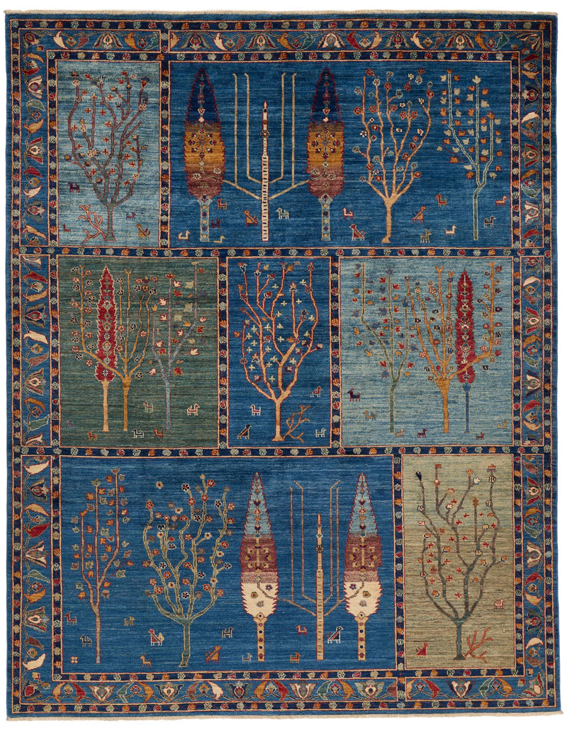 8x10 Blue and Multicolor Anatolian Traditional Rug