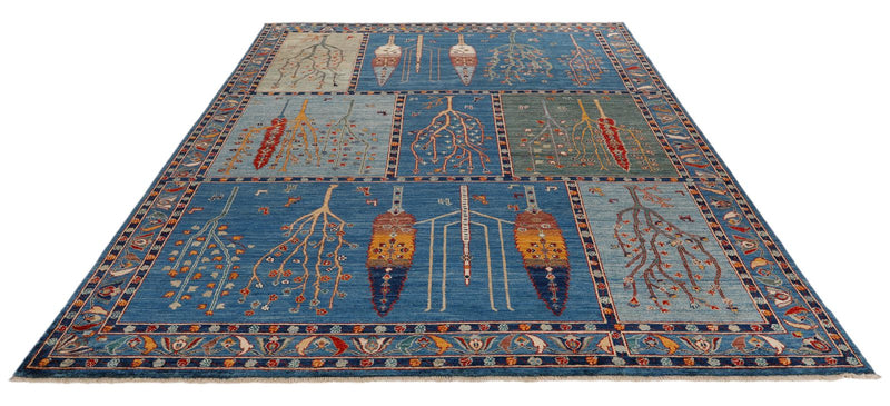 8x10 Blue and Multicolor Anatolian Traditional Rug