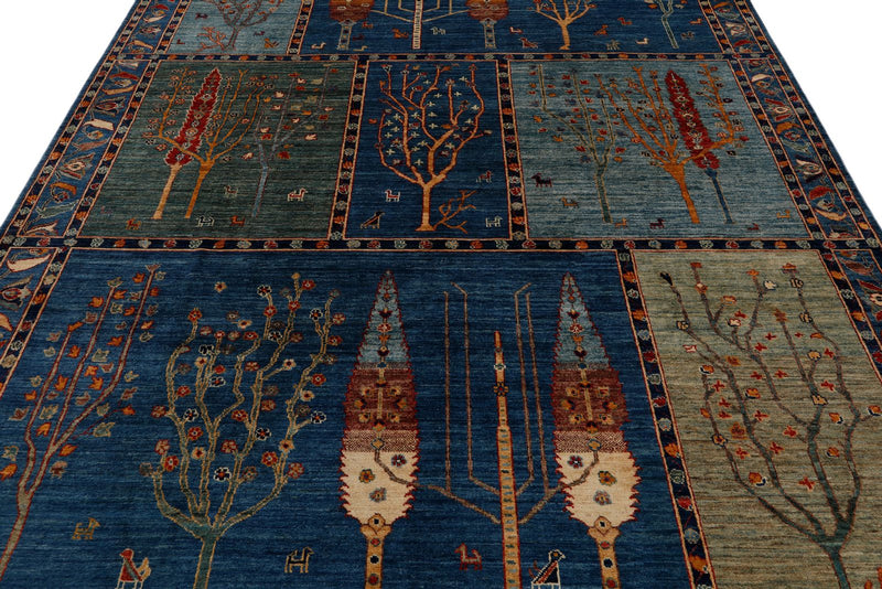8x10 Blue and Multicolor Anatolian Traditional Rug