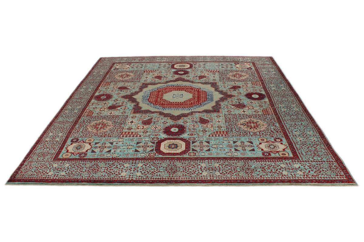 8x10 Blue and Multicolor Turkish Tribal Rug
