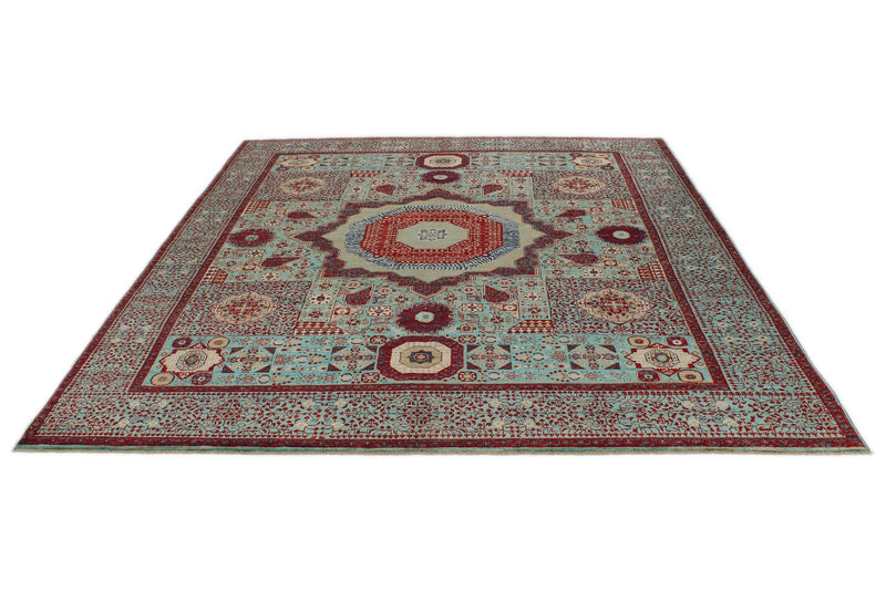 8x10 Blue and Multicolor Turkish Tribal Rug