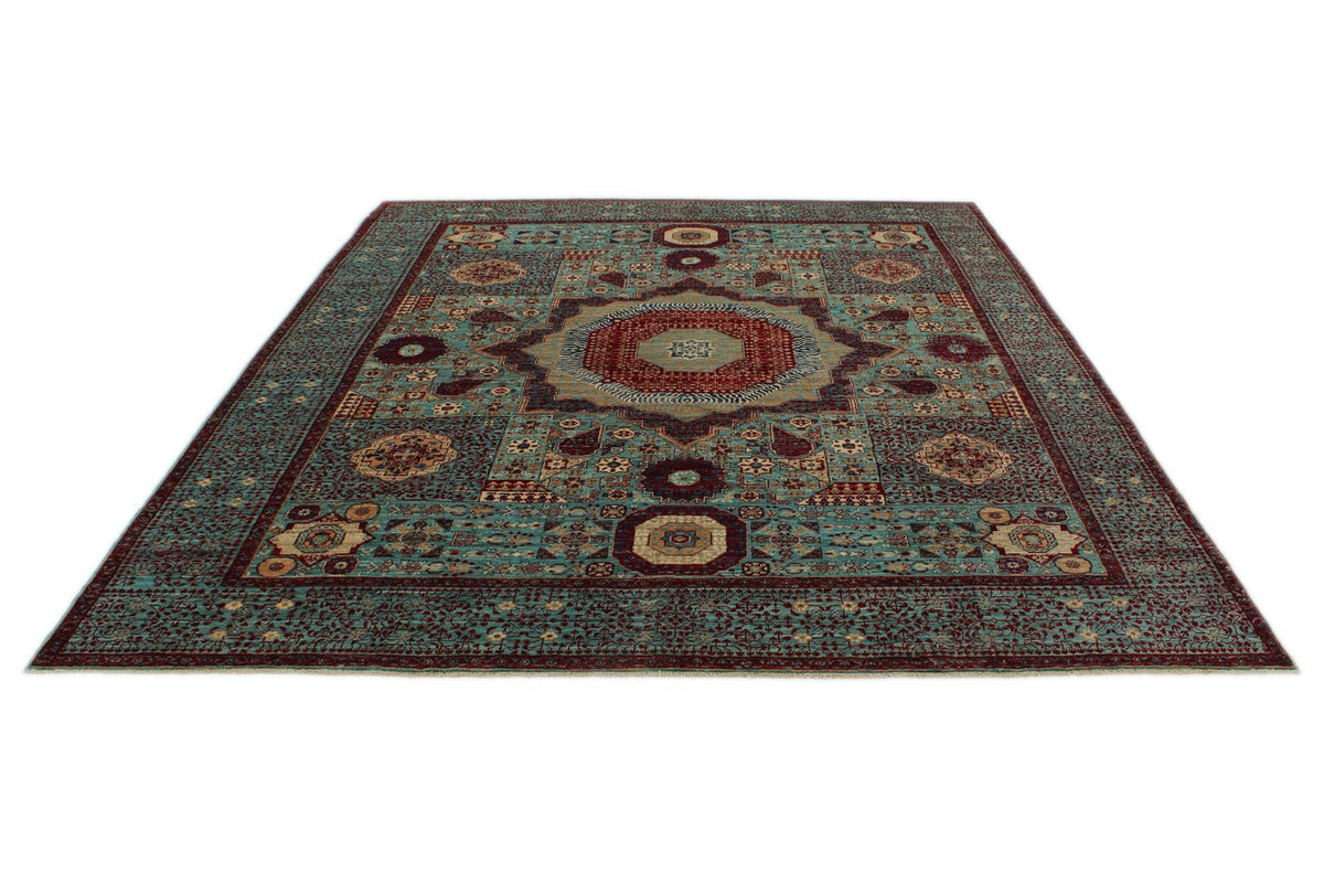 8x10 Blue and Multicolor Turkish Tribal Rug