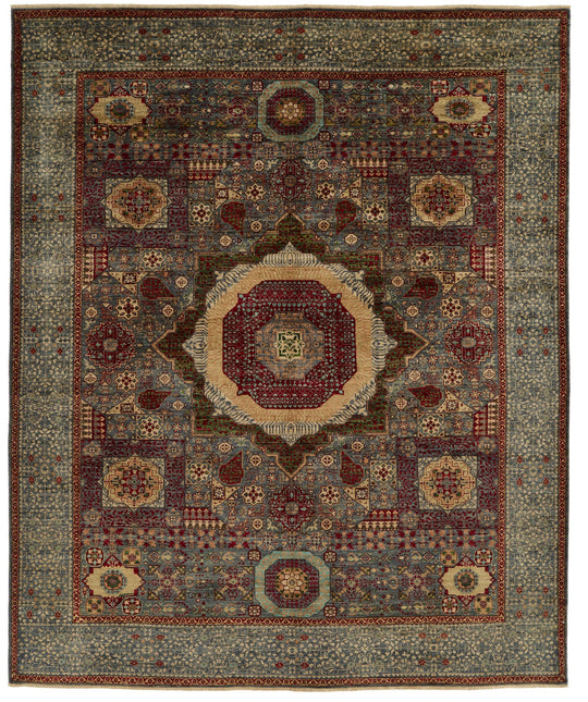 8x10 Light Gray and Light Gray Turkish Tribal Rug