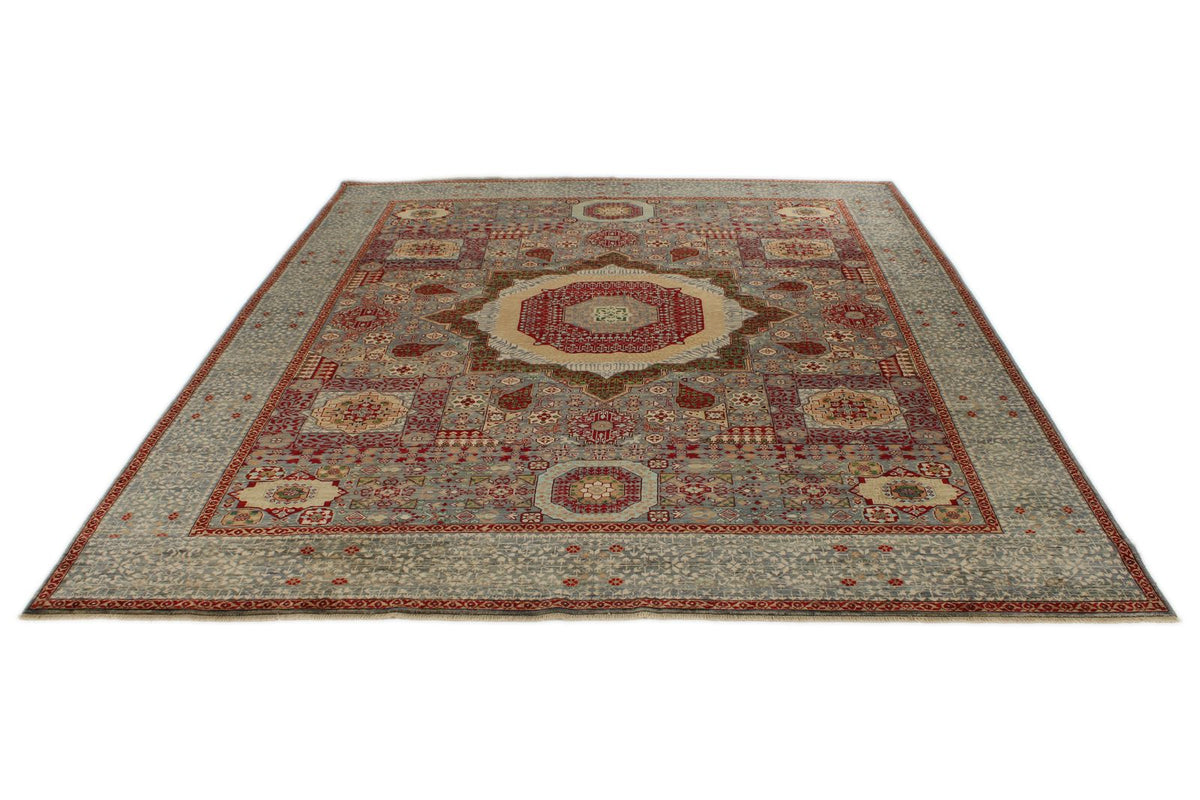 8x10 Light Gray and Light Gray Turkish Tribal Rug