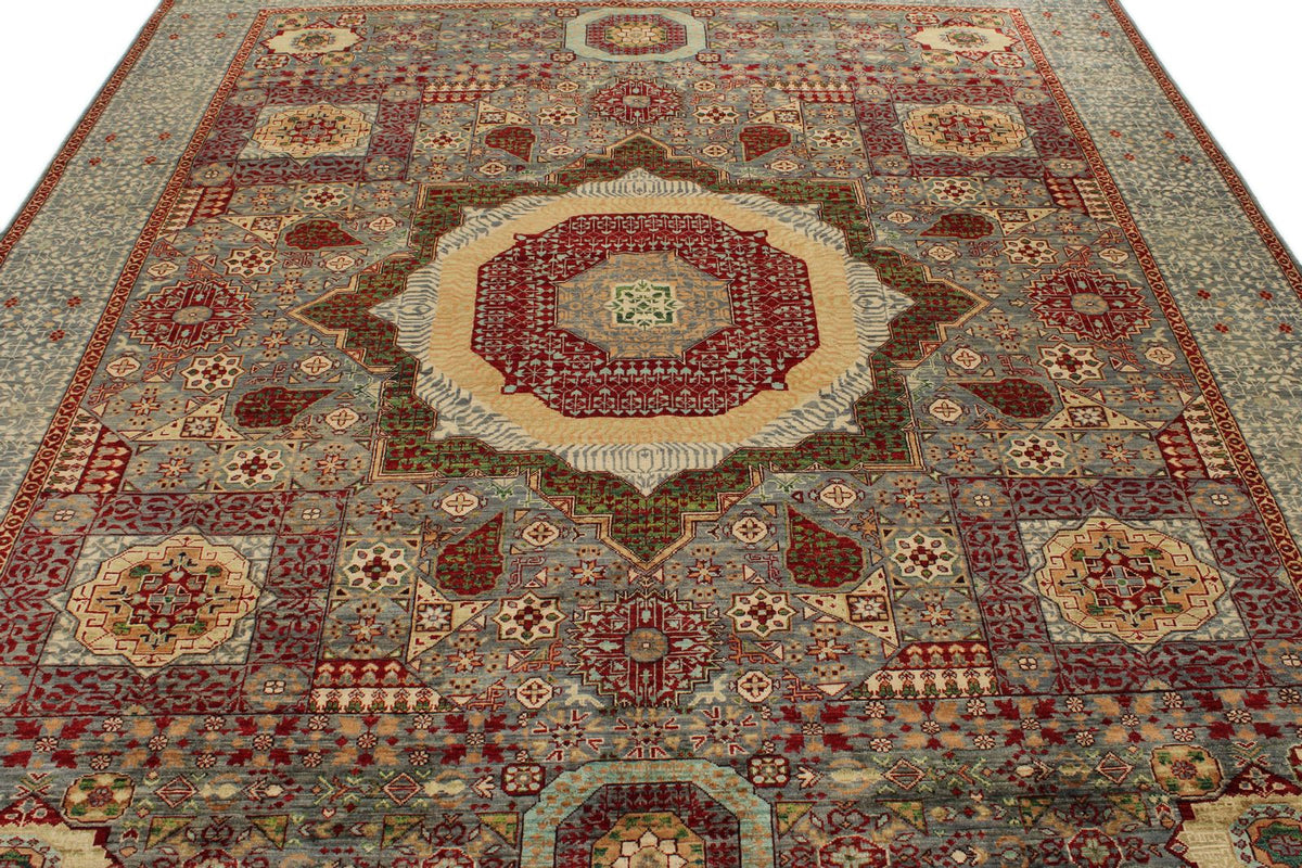 8x10 Light Gray and Light Gray Turkish Tribal Rug