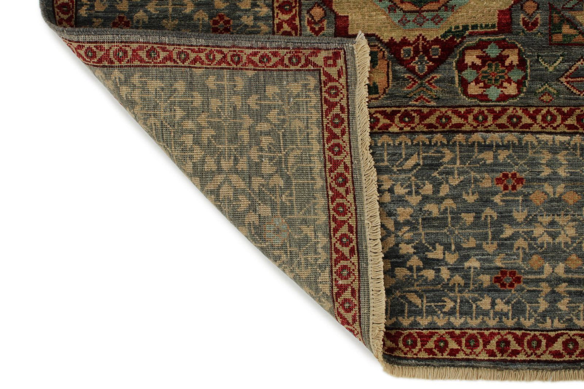 8x10 Light Gray and Light Gray Turkish Tribal Rug