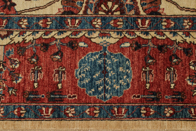 8x10 Ivory and Red Anatolian Traditional Rug
