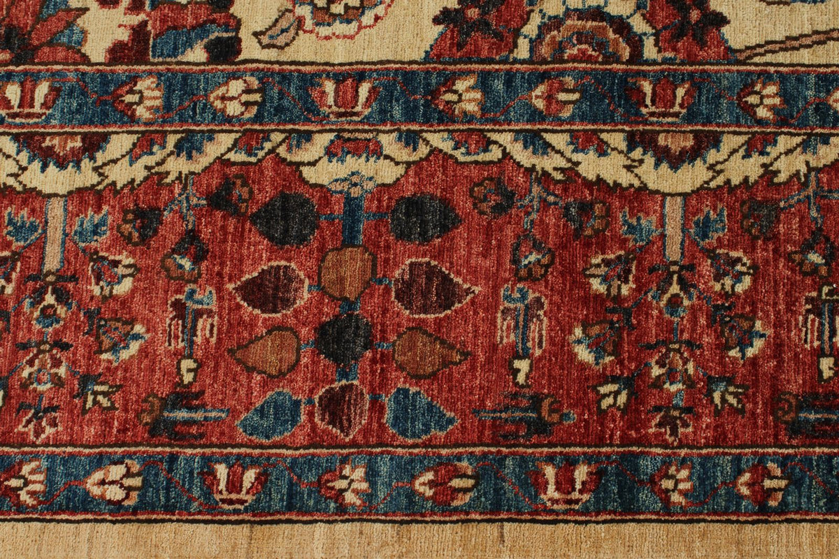 8x10 Ivory and Red Anatolian Traditional Rug