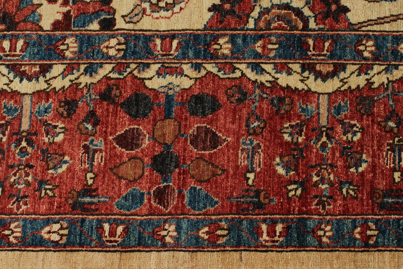 8x10 Ivory and Red Anatolian Traditional Rug