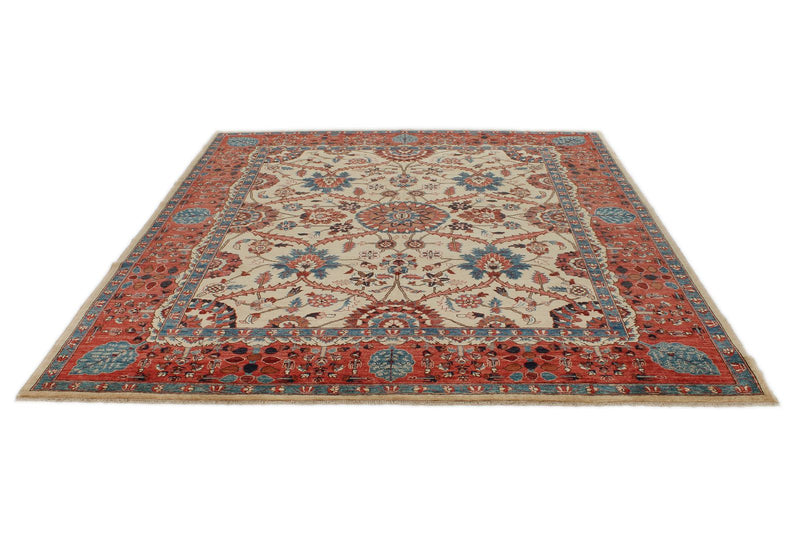 8x10 Ivory and Red Anatolian Traditional Rug