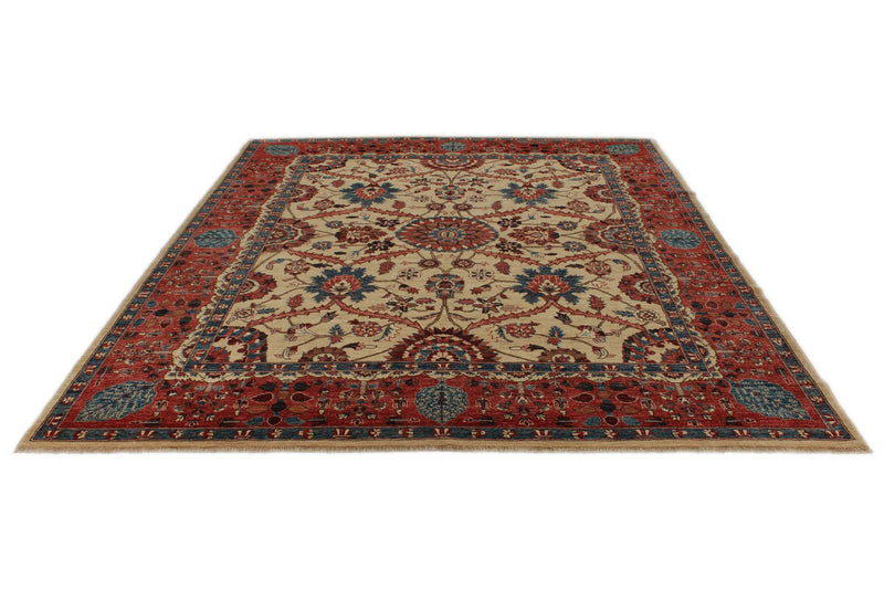 8x10 Ivory and Red Anatolian Traditional Rug