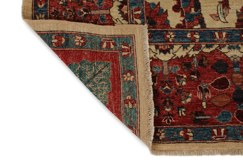 8x10 Ivory and Red Anatolian Traditional Rug