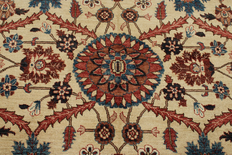 8x10 Ivory and Red Anatolian Traditional Rug
