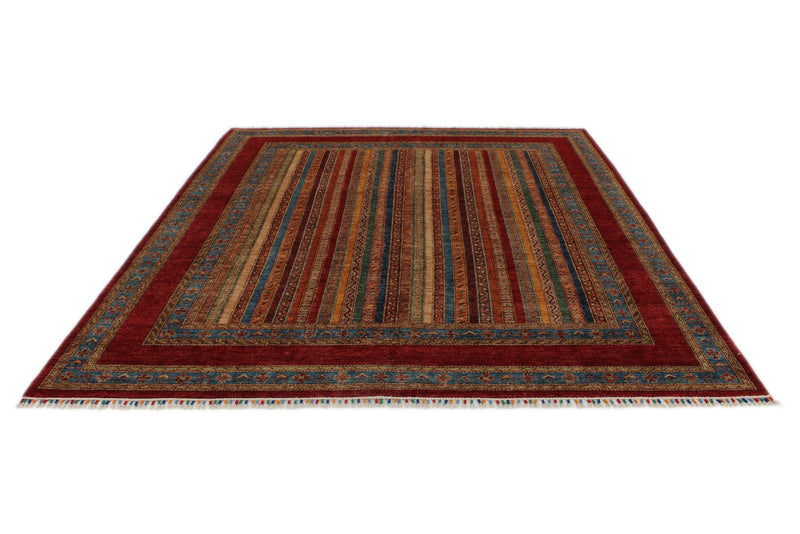 8x10 Multicolor and Red Tribal Rug