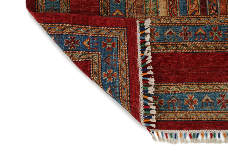 8x10 Multicolor and Red Tribal Rug