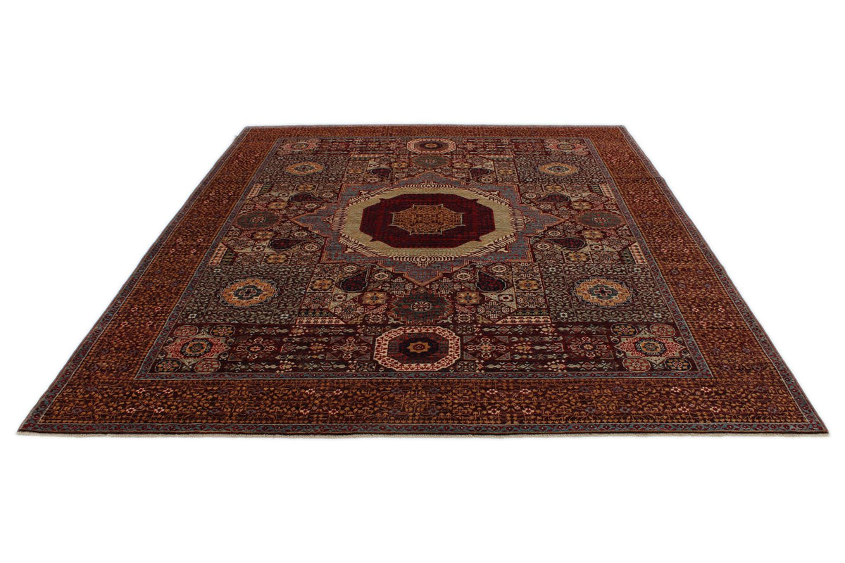 8x10 Burgundy and Brown Turkish Tribal Rug