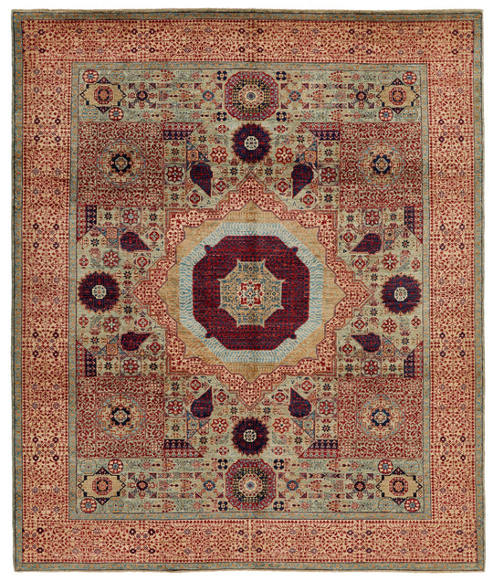 8x9 Green and Ivory Anatolian Traditional Rug