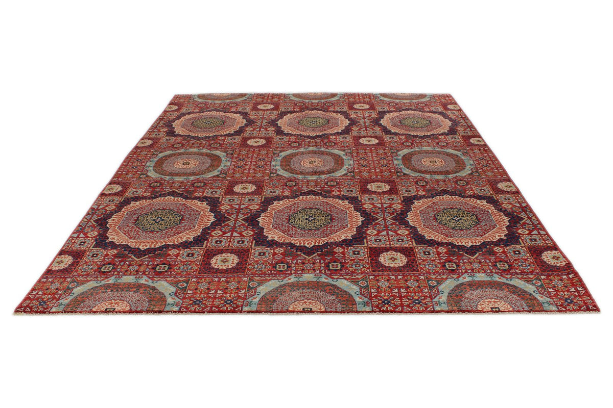 8x10 Red and Multicolor Modern Contemporary Rug