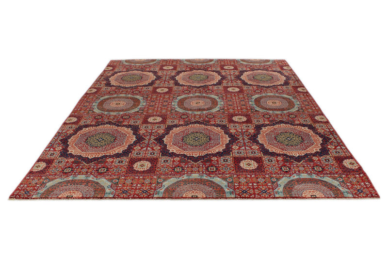 8x10 Red and Multicolor Modern Contemporary Rug