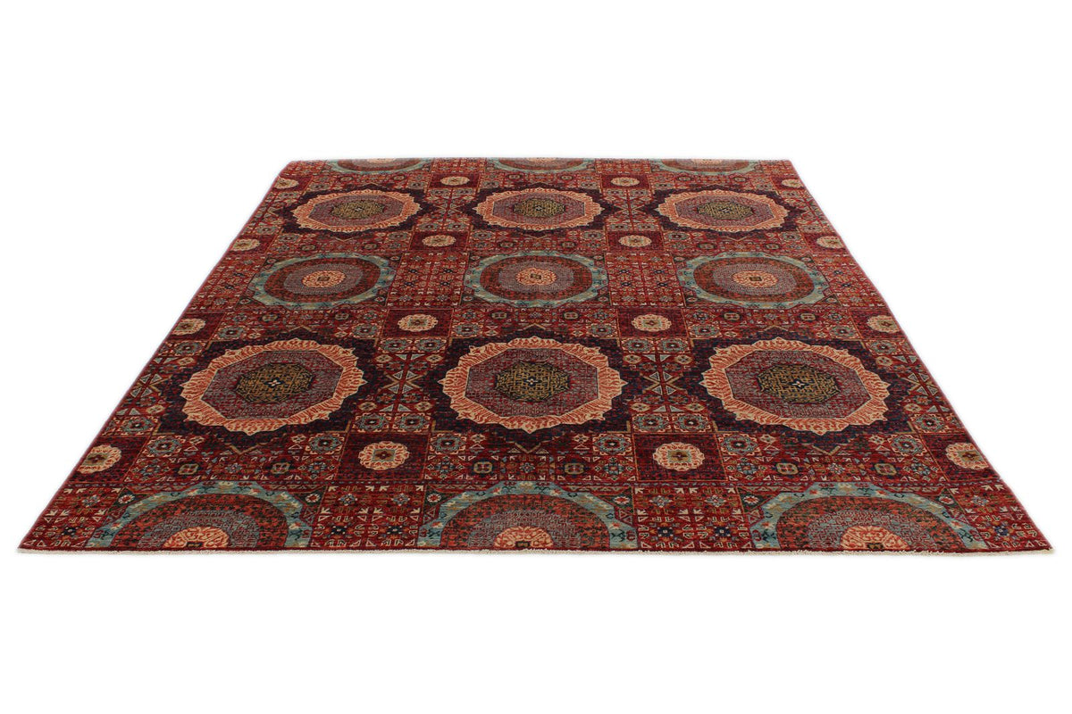 8x10 Red and Multicolor Modern Contemporary Rug