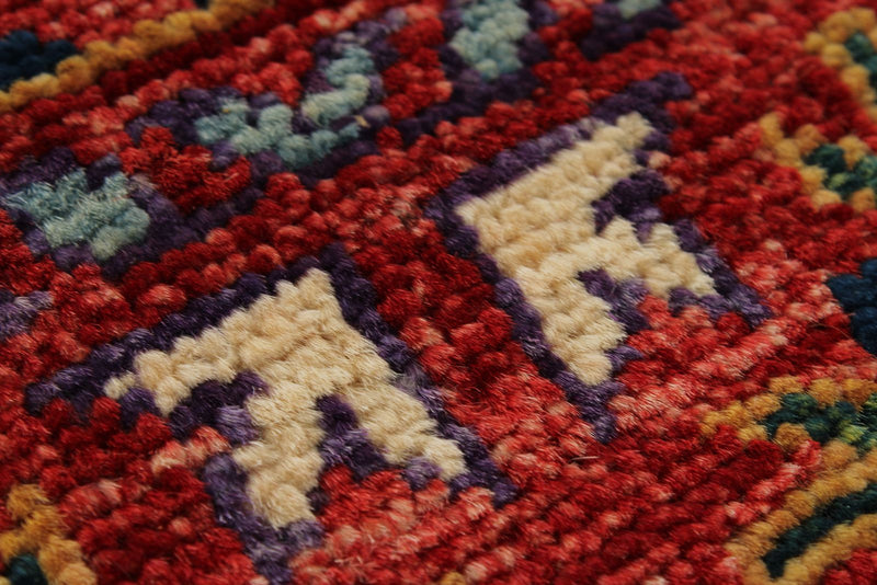 8x10 Red and Multicolor Modern Contemporary Rug