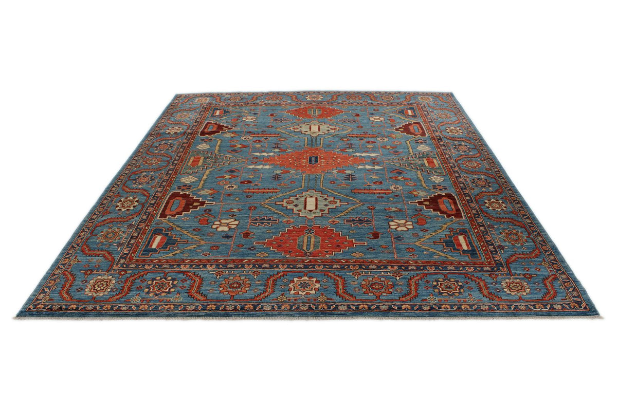 8x10 Navy and Multicolor Anatolian Traditional Rug