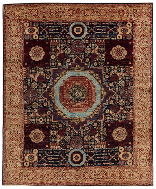 8x10 Brown and Ivory Turkish Tribal Rug