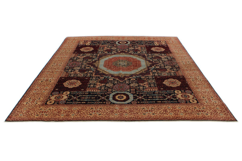 8x10 Brown and Ivory Turkish Tribal Rug
