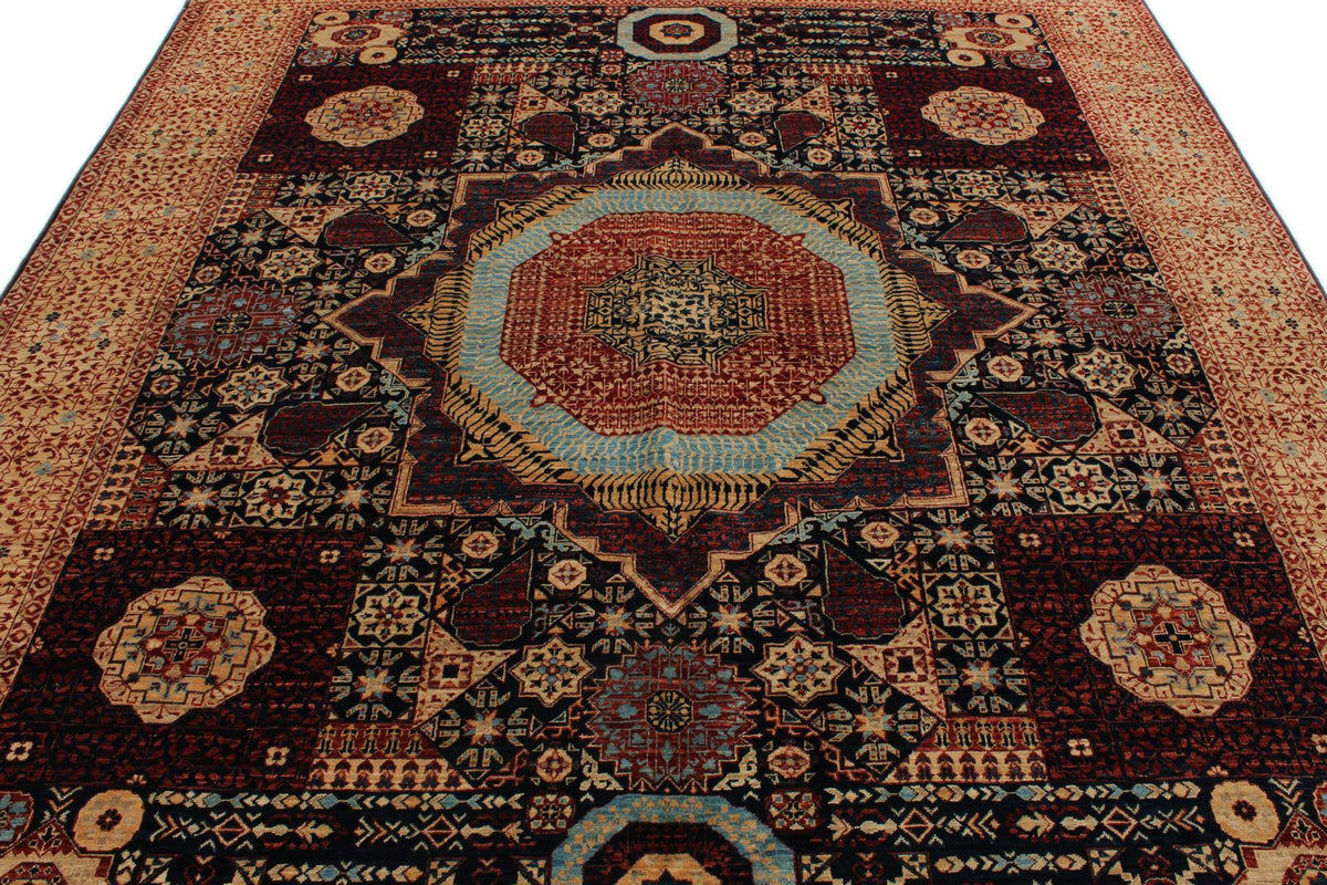 8x10 Brown and Ivory Turkish Tribal Rug