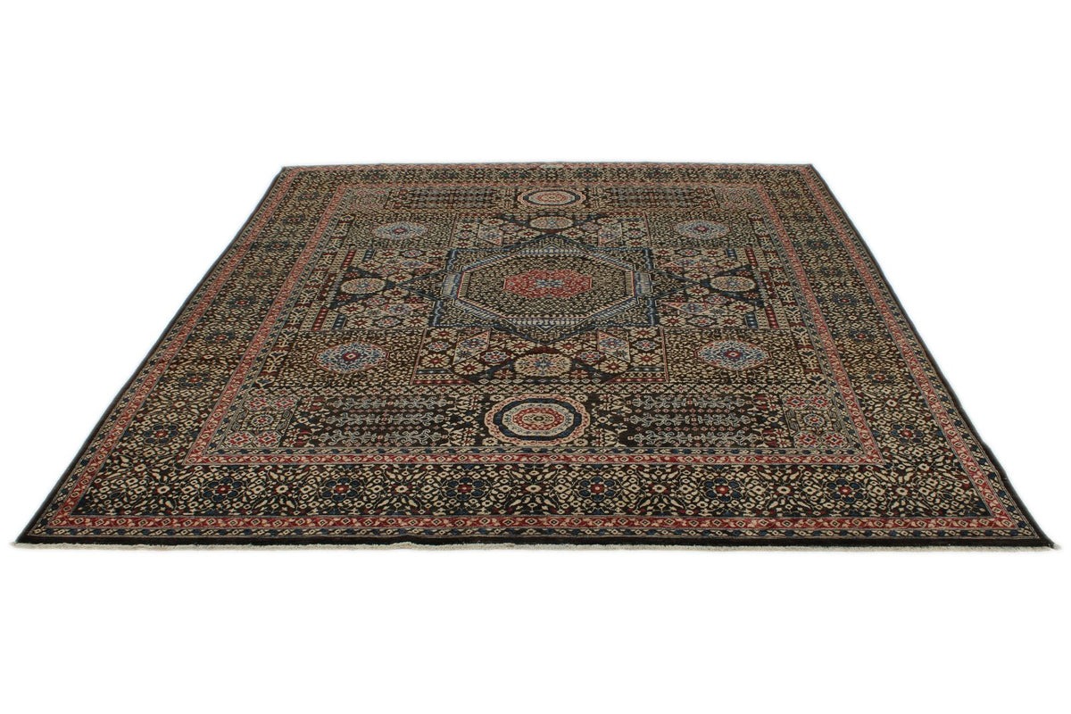 8x10 Brown and Gold Turkish Tribal Rug