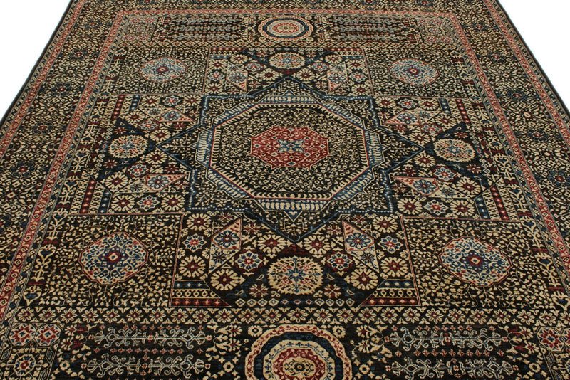 8x10 Brown and Gold Turkish Tribal Rug