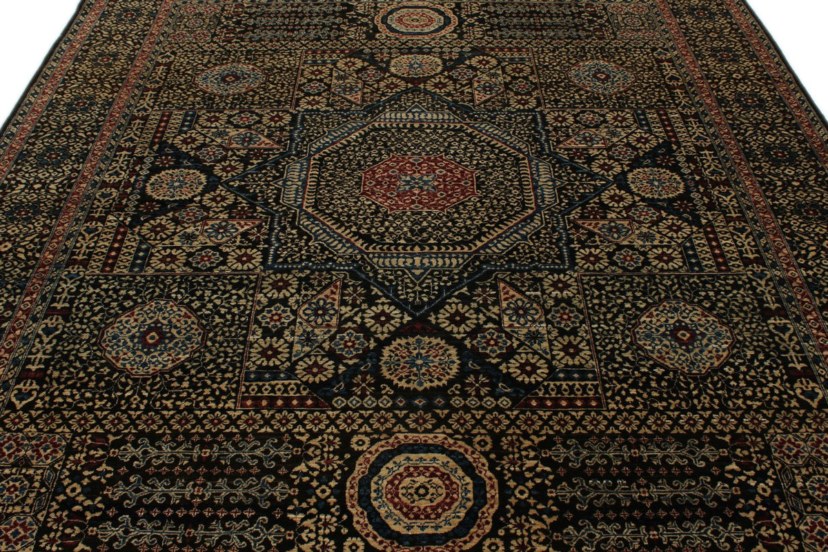 8x10 Brown and Gold Turkish Tribal Rug